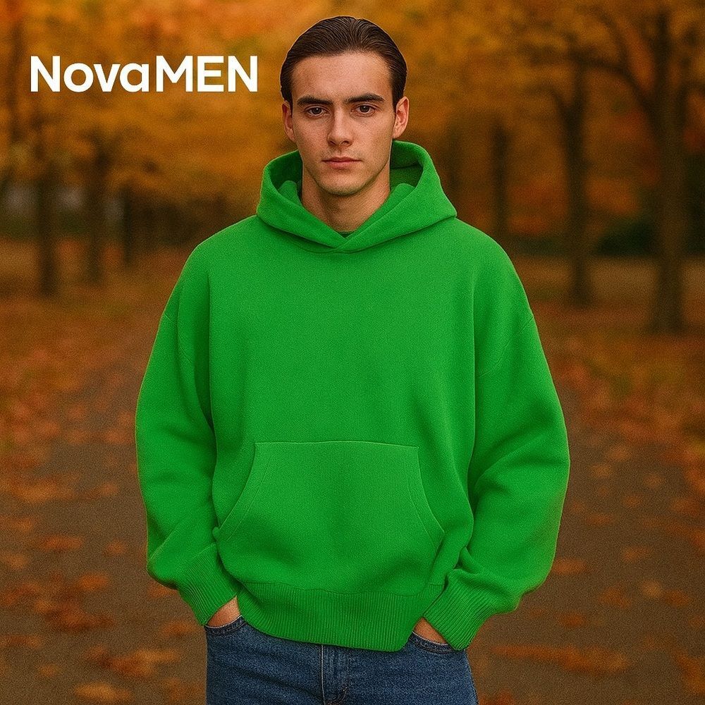 New NovaMEN Green Heavyweight Sweater Hoodie L